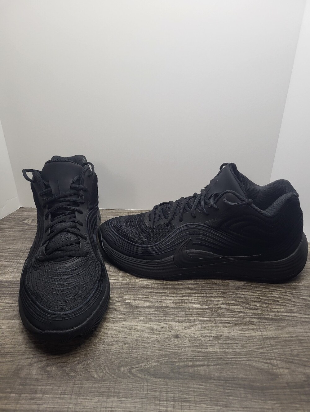 Nike Precision 8 Mid Triple Black Athletic Basketball Shoes Men's Size 14